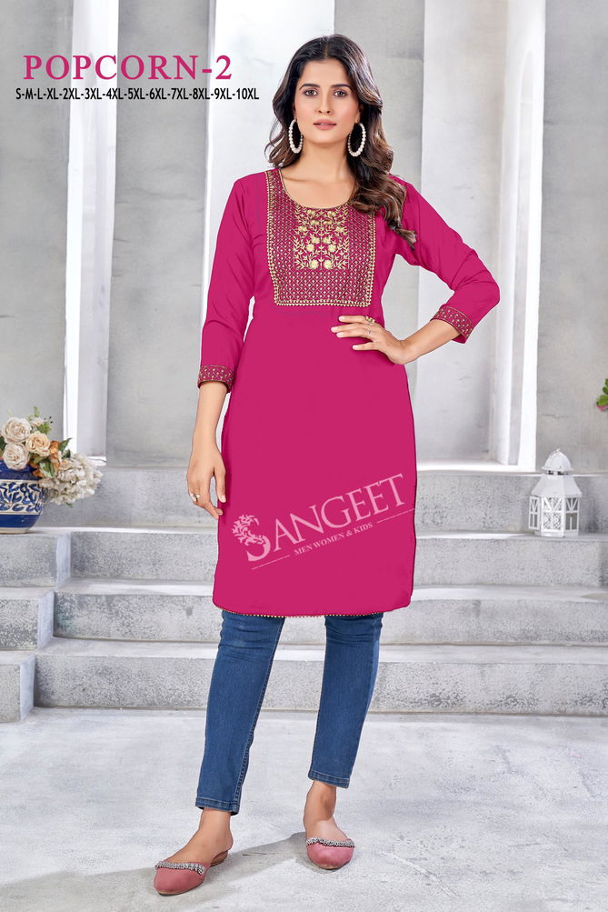 Popcorn 2 By Sangeet Rayon Embroidery Kurti Exporters In India